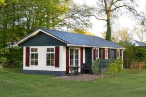 A long shot of wooden holiday home